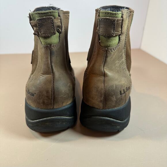 LL Bean Brown Leather Men's Chelsea Boots Pull On Ankle Booties Size 7 - Picture 3 of 11